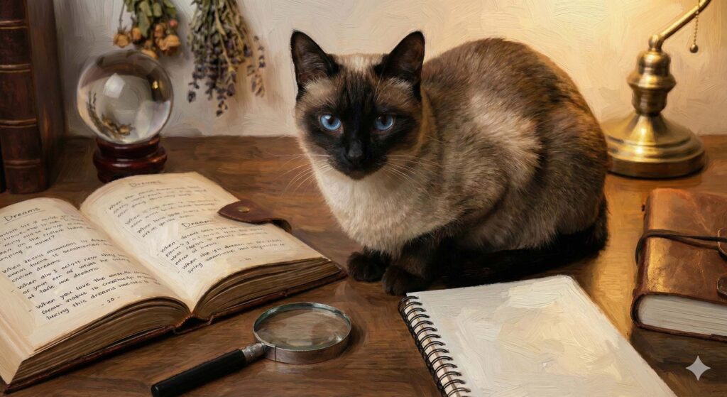 꿈속에서 신비로운 눈빛으로 바라보는 고양이의 모습과 해몽