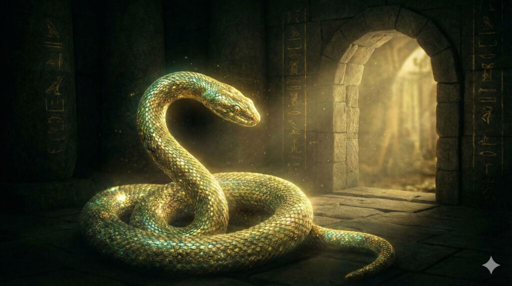 황금빛 뱀 나오는 꿈 해몽과 연관 로또 번호